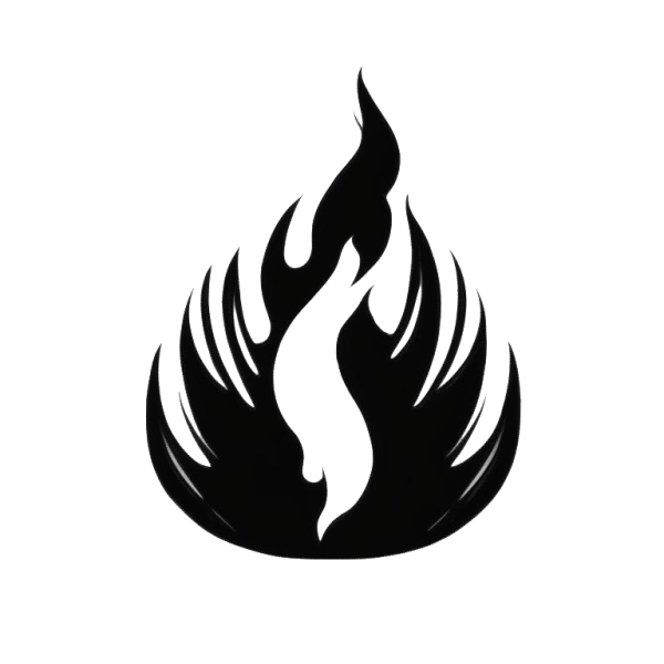 Black and white fire illustration