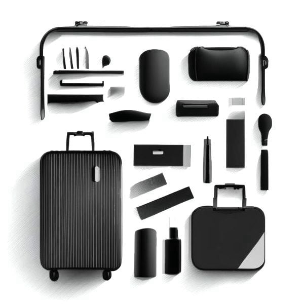 A suitecase with the things to pack (before the start of the book)
